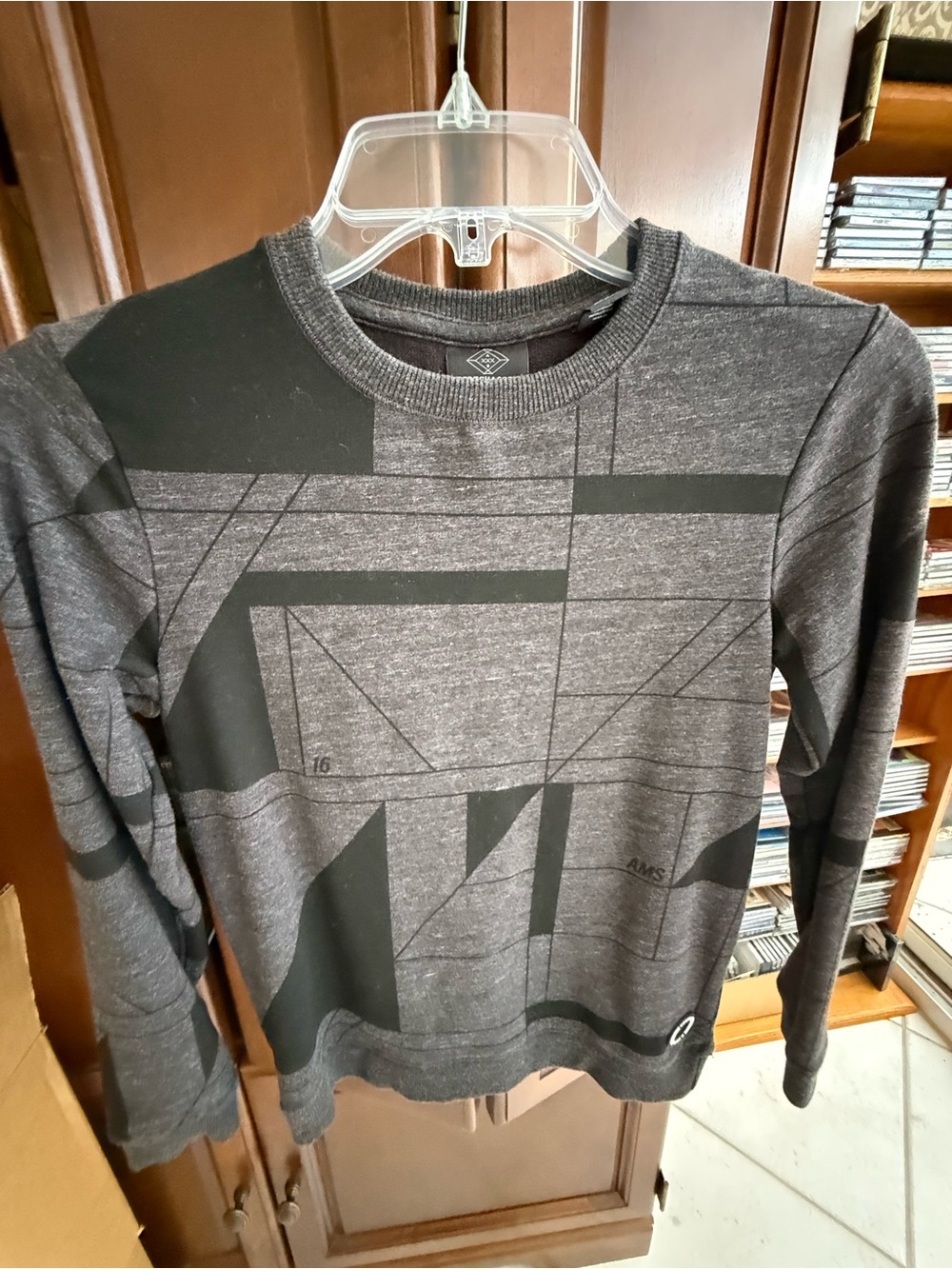 Scotch & Soda Charcoal and Black Geometric Crewneck Sweater